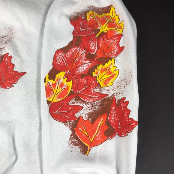 VTG Center Star Fall Sweatshirt Adult Extra Large White Orange Fleece Crewneck - Picture 5 of 11